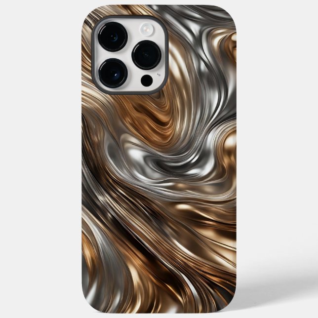 Liquid Metal Luxe: Abstract Silver & Gold Case-Mate iPhone Case (Back)