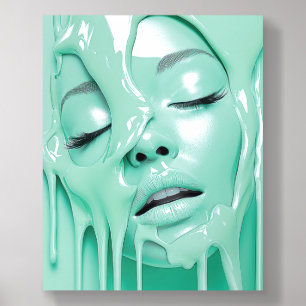 Liquid Mint Dream Girl Abstract Art Acrylic Photo Tile