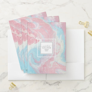Liquid Paint Flow Abstract Pink/Blue ID797 Pocket Folder