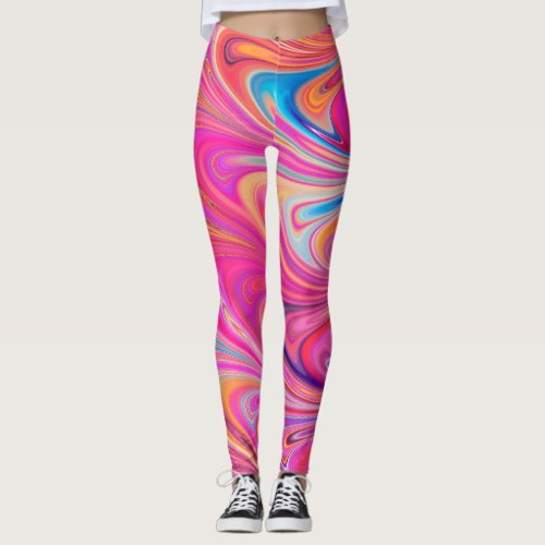 Liquid Paint Swirl Style Pattern Leggings