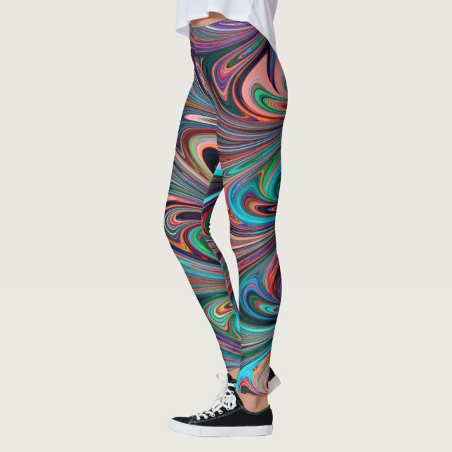 Liquid Paint Swirl Style Pattern Leggings (Left)