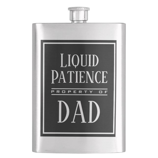 Liquid Patience Modern Personalized Initials Black Flask (Front)
