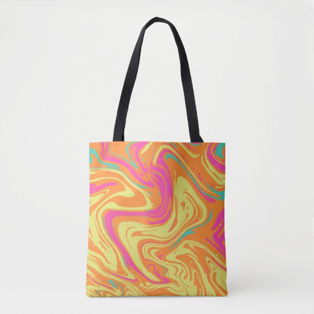 Liquid Pattern yellow pink Tote Bag (Front)