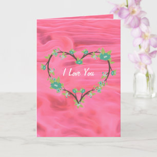 Liquid Pink I Love You Heart Custom Greeting Card
