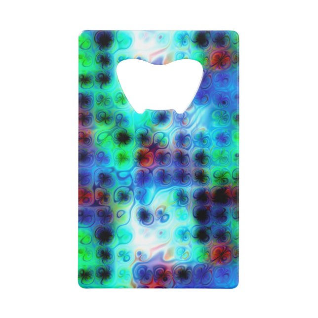 Liquid Rainbow Dots Abstract Pattern Credit Card Bottle Opener (Front)
