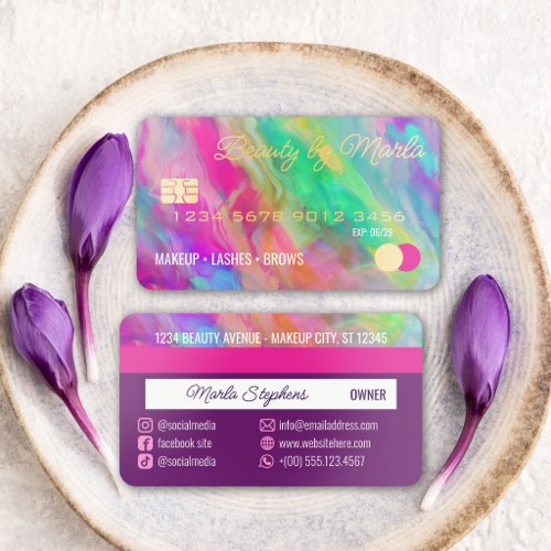 Liquid Rainbow Gold Foil Credit Card Style Beauty