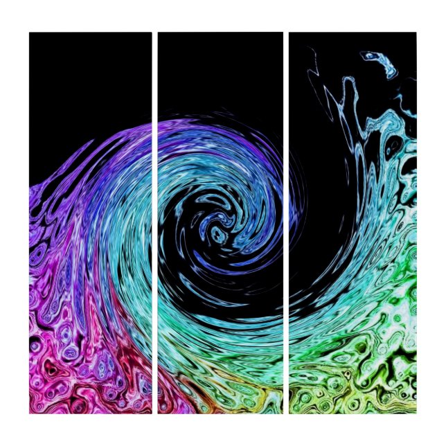Liquid Rainbow Wave Panel Wall Art (Front)