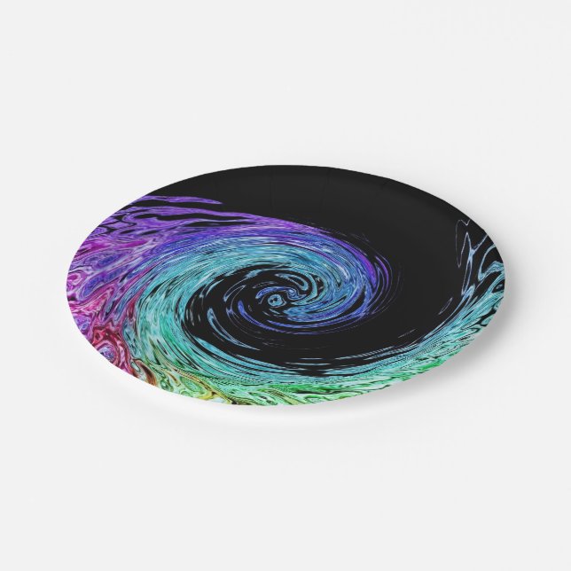 Liquid Rainbow Wave Paper Pltes Paper Plates (Angled)