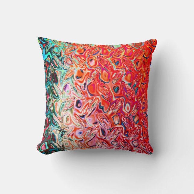 Liquid Red Gel Abstract Throw Pillow (Front)