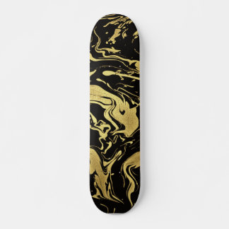 Liquid Rich Gold black swirls diy personalize Skateboard