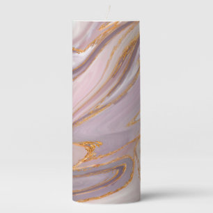 Liquid Rose Marble and gold Pillar Candle