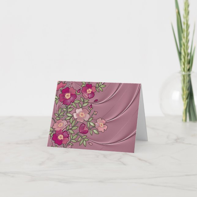 Liquid Satin Rose-Colored Note/Greeting Card (Front)