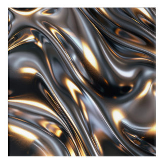 Liquid Silver & Gold Waves — Modern Abstract Wall  Acrylic Print