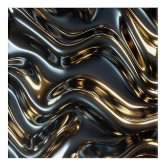 Liquid Silver & Gold Waves — Modern Abstract Wall  Acrylic Print
