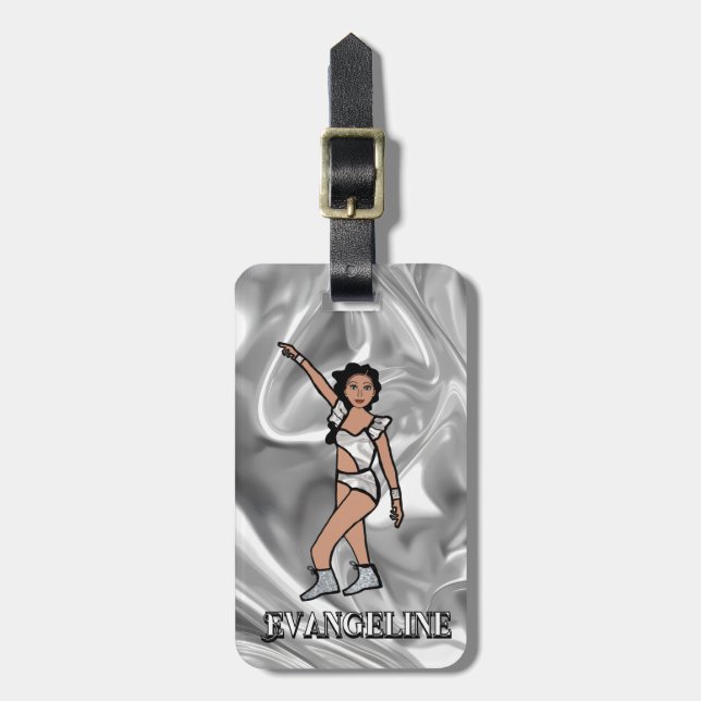 Liquid Silver White Dancer #2 Luggage Tag (Front Vertical)