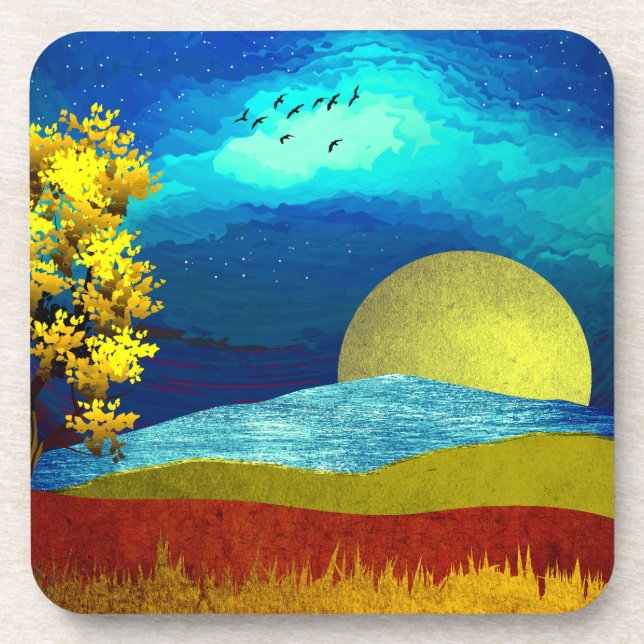 Liquid Sky Landscape Beverage Coaster (Front)