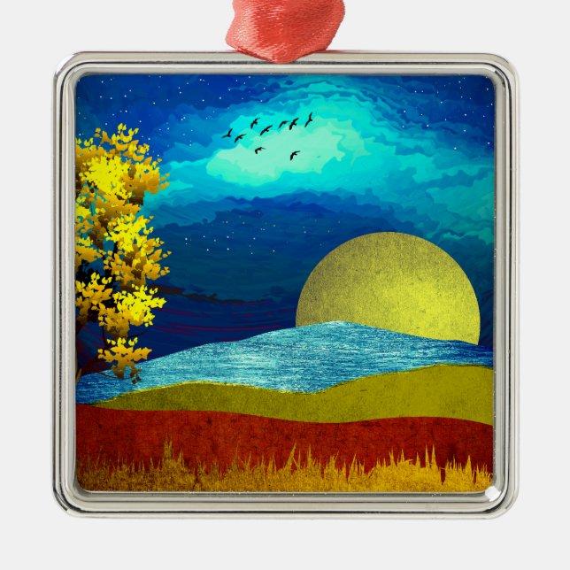 Liquid Sky Landscape Metal Ornament (Front)