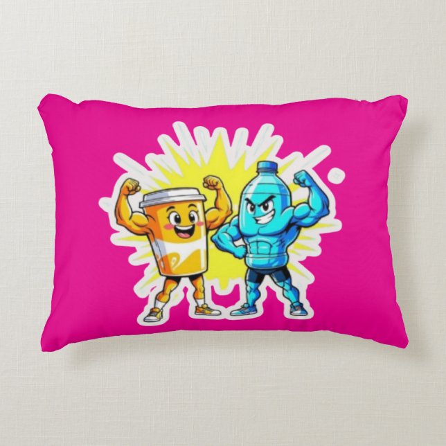 Liquid Strength – Funny Juice & Water Muscle Desig Accent Pillow (Front)