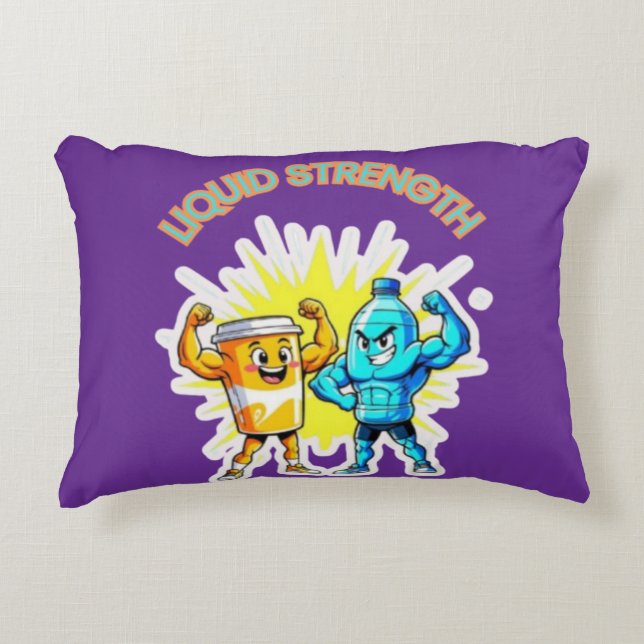 Liquid Strength – Funny Juice & Water Muscle Desig Accent Pillow (Front)