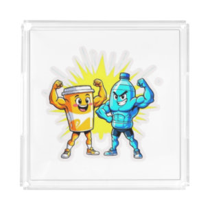 Liquid Strength – Funny Juice & Water Muscle Desig Acrylic Tray