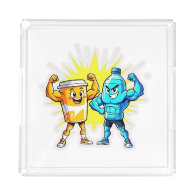 Liquid Strength – Funny Juice & Water Muscle Desig Acrylic Tray (Front)