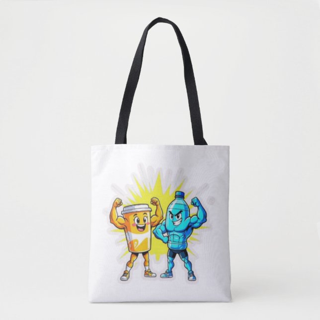 Liquid Strength – Funny Juice & Water Muscle Desig Tote Bag (Front)