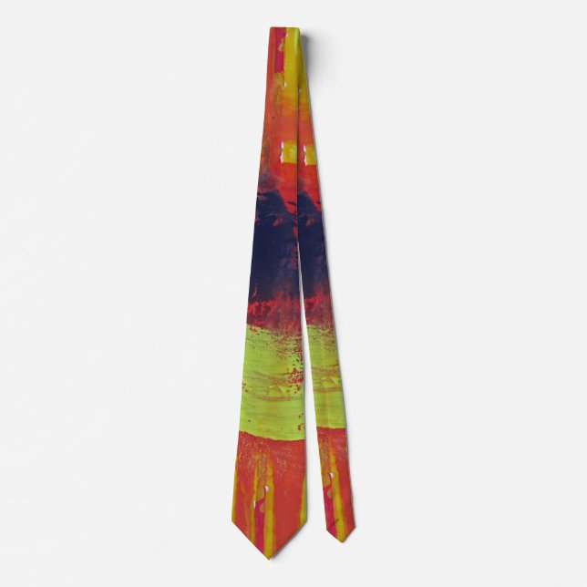 Liquid Sunshine red yellow blue hot sun abstract Neck Tie (Front)
