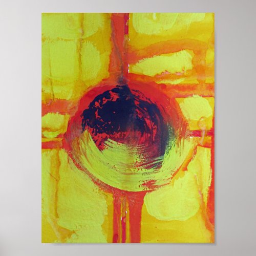 Liquid Sunshine yellow red abstract sun Poster