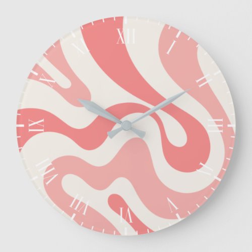 Liquid Swirl Abstract in Soft Pink  Large Clock
