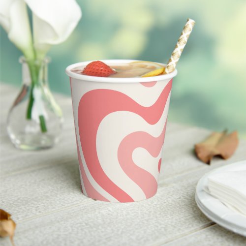 Liquid Swirl Abstract in Soft Pink  Paper Cups