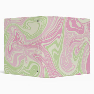 Liquid Swirl Green Pink Pattern 3 Ring Binder