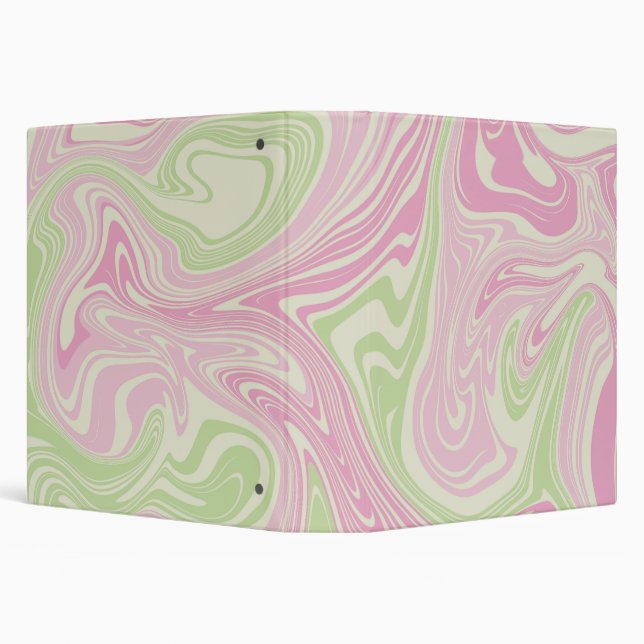 Liquid Swirl Green Pink Pattern 3 Ring Binder (Background)