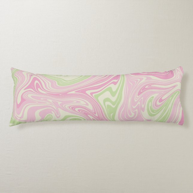 Liquid Swirl Green Pink Pattern Body Pillow (Front)