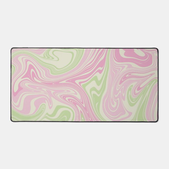 Liquid Swirl Green Pink Pattern Desk Mat (Front)