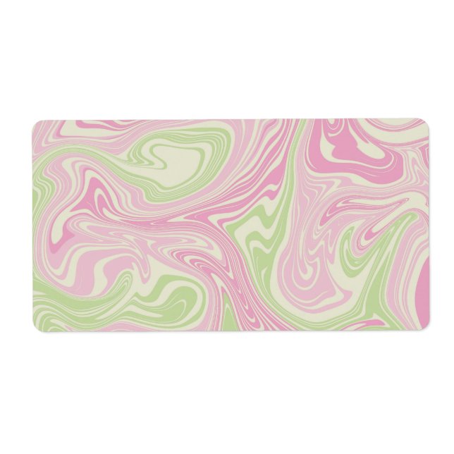 Liquid Swirl Green Pink Pattern Label (Front)