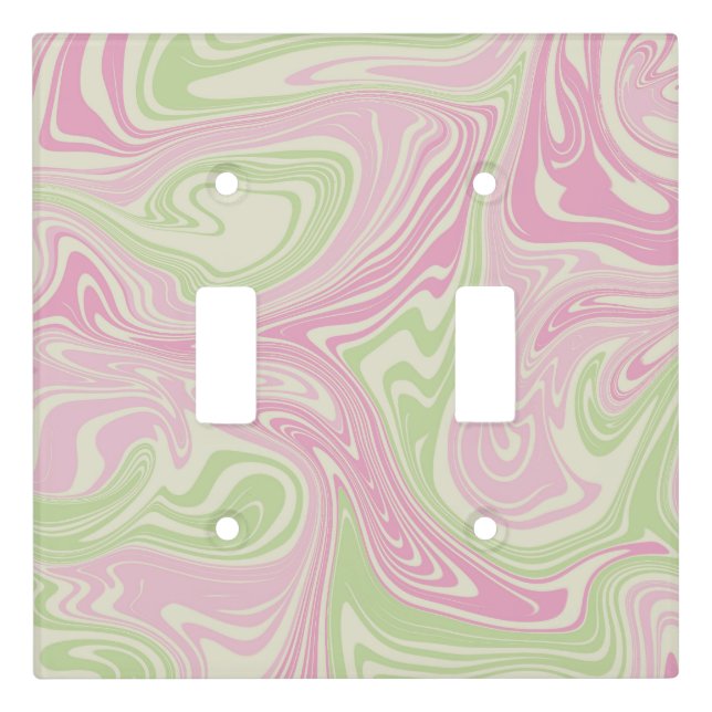 Liquid Swirl Green Pink Pattern Light Switch Cover (Front)