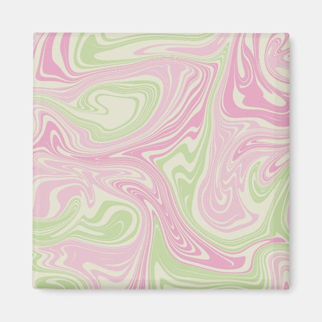 Liquid Swirl Green Pink Pattern Magnet (Front)