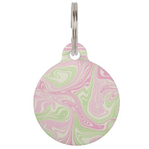 Liquid Swirl Green Pink Pattern Pet ID Tag