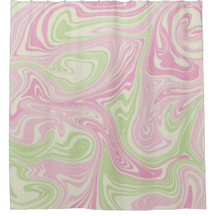 Liquid Swirl Green Pink Pattern Shower Curtain