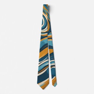 Liquid Swirl Ochre Blue Trippy Pattern