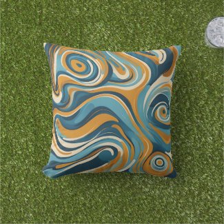 Liquid Swirl Ochre Blue Trippy Pattern