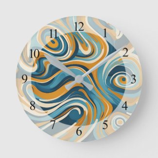 Liquid Swirl Ochre Blue Trippy Pattern