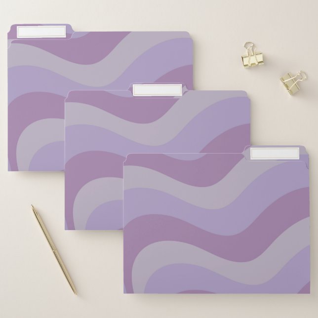 Liquid Swirl Purple Flow Groovy Stripe Y2K Pattern File Folder (Set)