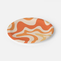 Retro Liquid Swirl Abstract Pattern Square Tangerine Orange Tones