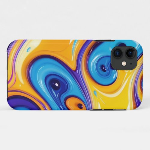 Liquid vibrant colored yellow violet and blue abs iPhone 11 case