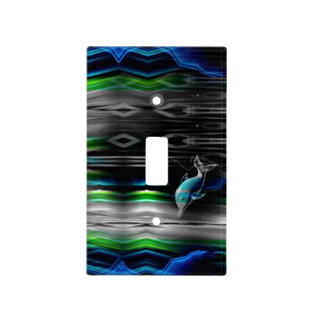 Liquid Vibrations Dolphin Neon Light Switch Cover (Front)