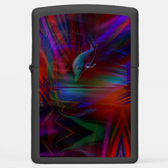 Liquid Vibrations Dolphin Neon  Zippo Lighter (Front)
