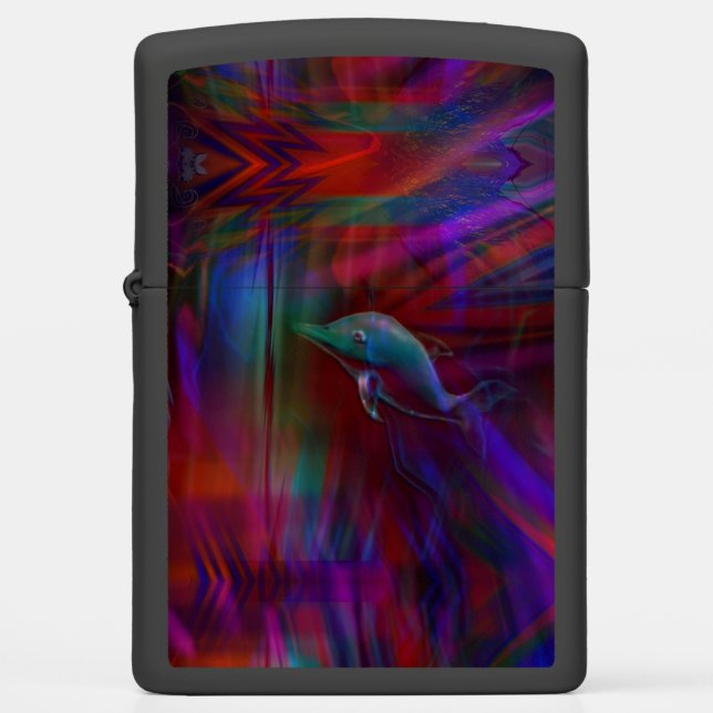 Liquid Vibrations Dolphin Neon  Zippo Lighter (Front)