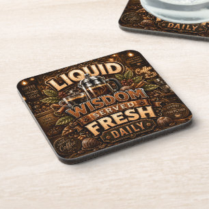Liquid Wisdom Served Fresh Daily Beverage Coaster