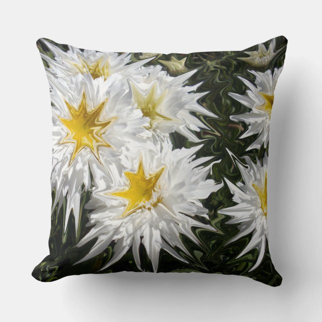 Liquidized White Daisies, Large Cushion. Throw Pillow (Front)